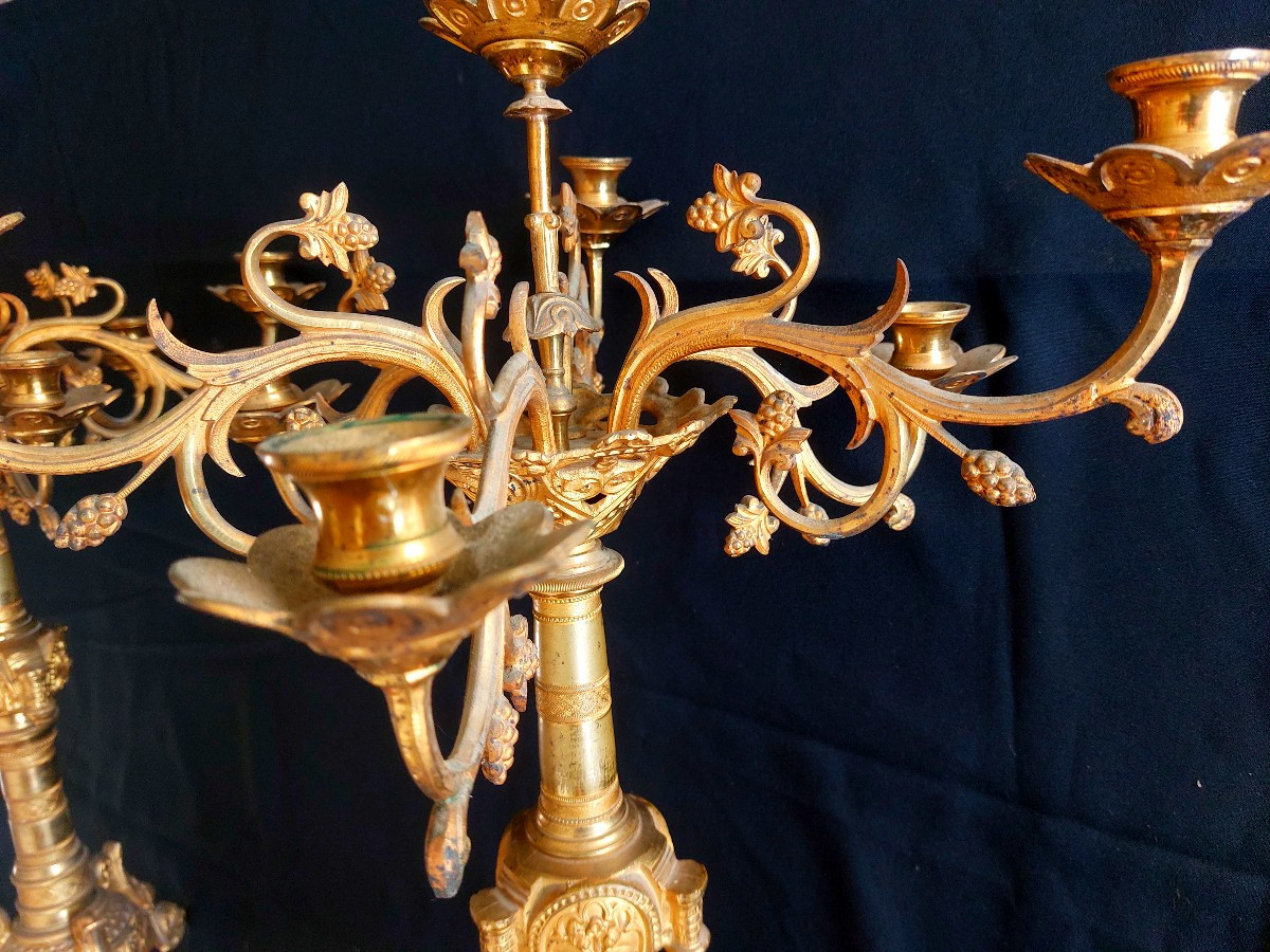 2 Gilded Bronze Candelabras.-photo-4