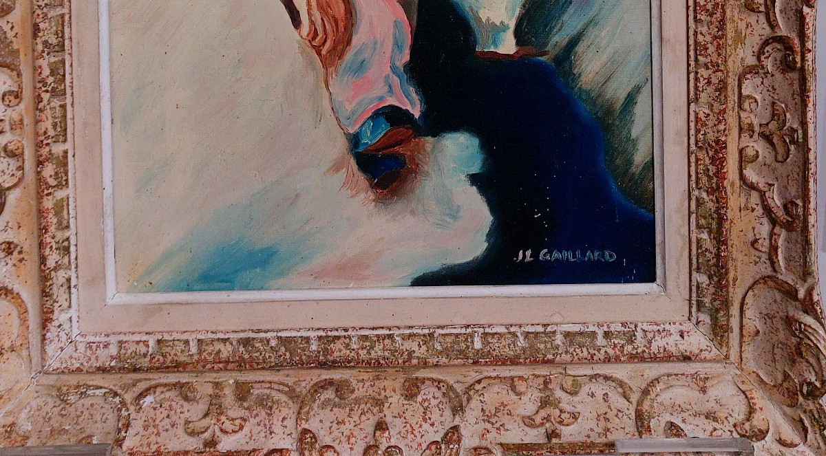 Peinture. "Petite fille à la poupée". Gaillard.-photo-3