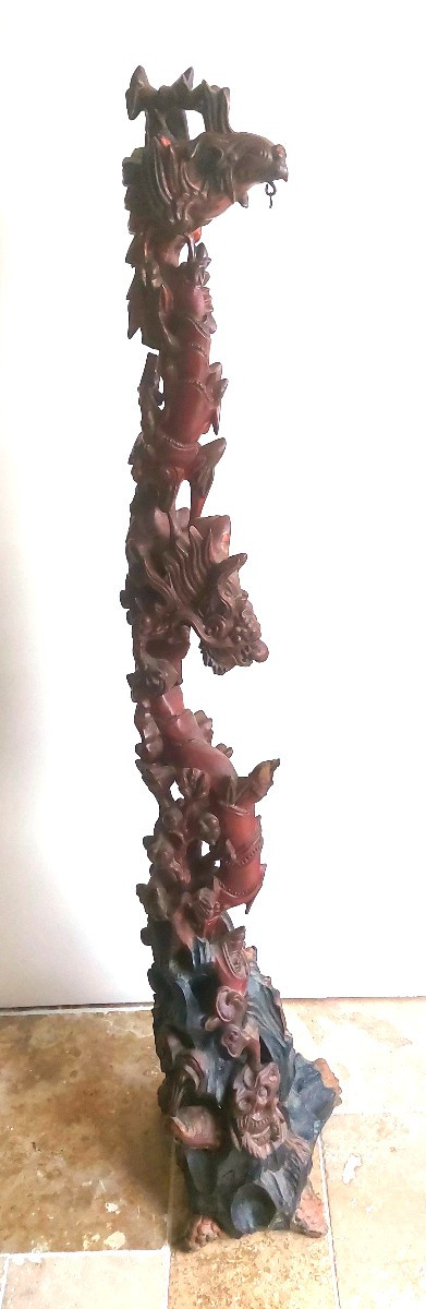 Sculpture Asiatique en bois exotique-photo-2