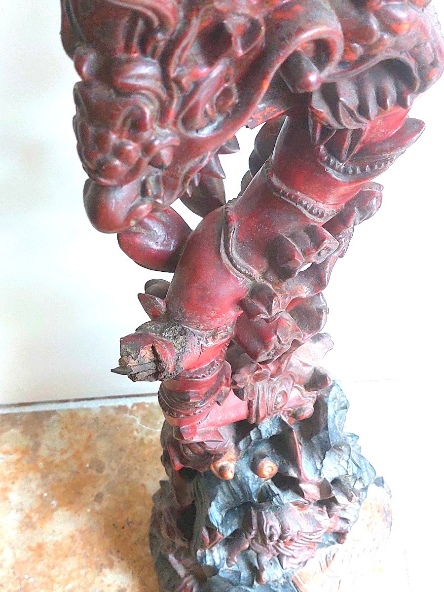 Sculpture Asiatique en bois exotique-photo-3