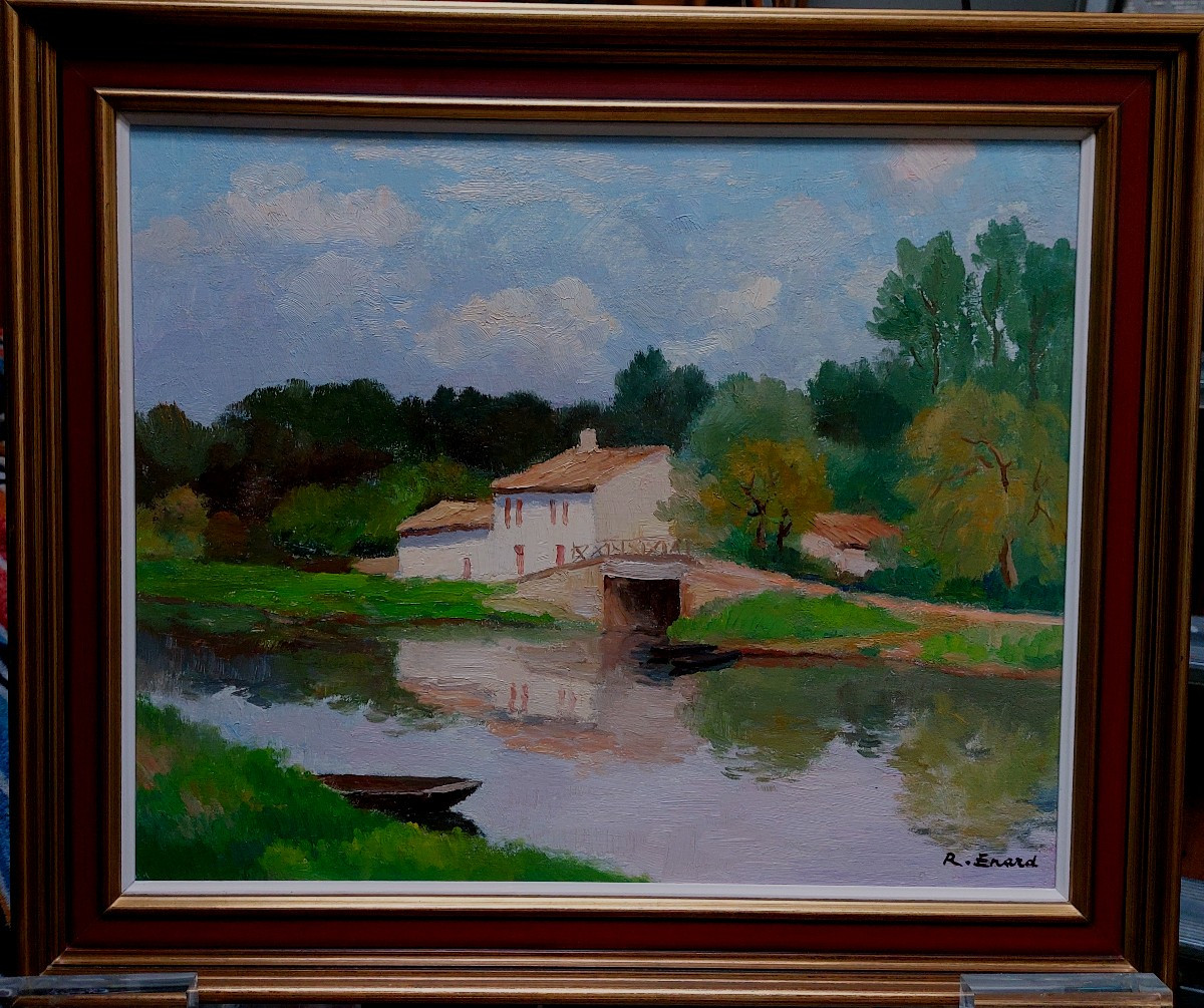 Peinture "Marais Poitevin" Raymond ENARD.