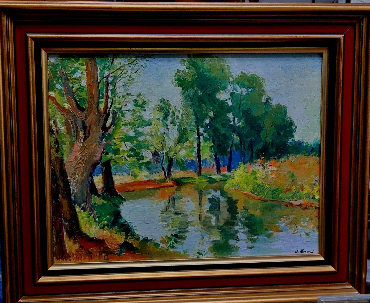 Painting "marais Poitevin" By Raymond Enard