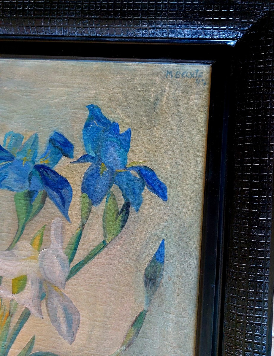 Peinture "Bouquet de fleurs" Michael BAXTE.-photo-3