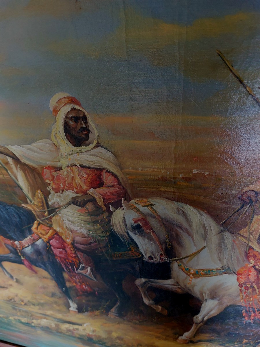 Important Orientalist Painting In The Taste Of Adolph Schreyer-photo-4