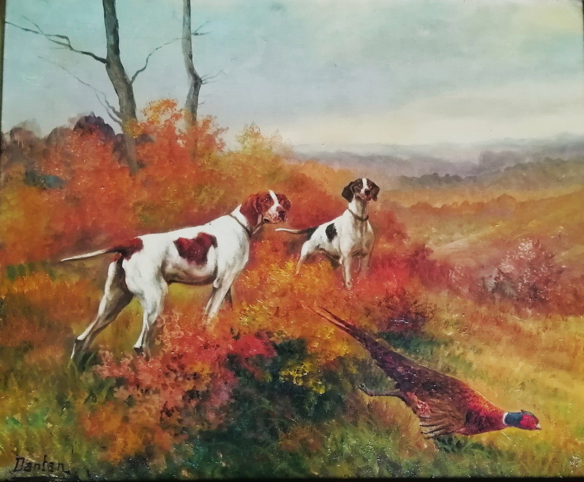 Chiens De Chasse à l'Arrêt.  Edouard  Dantan