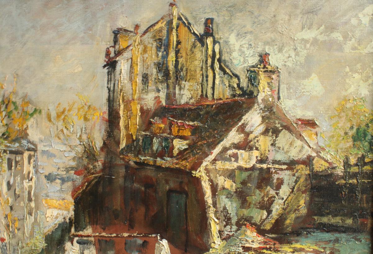 Fernand Laval, Le Lapin Agile, Huile Sur Toile, 54 X 45 Cm, Signé-photo-3