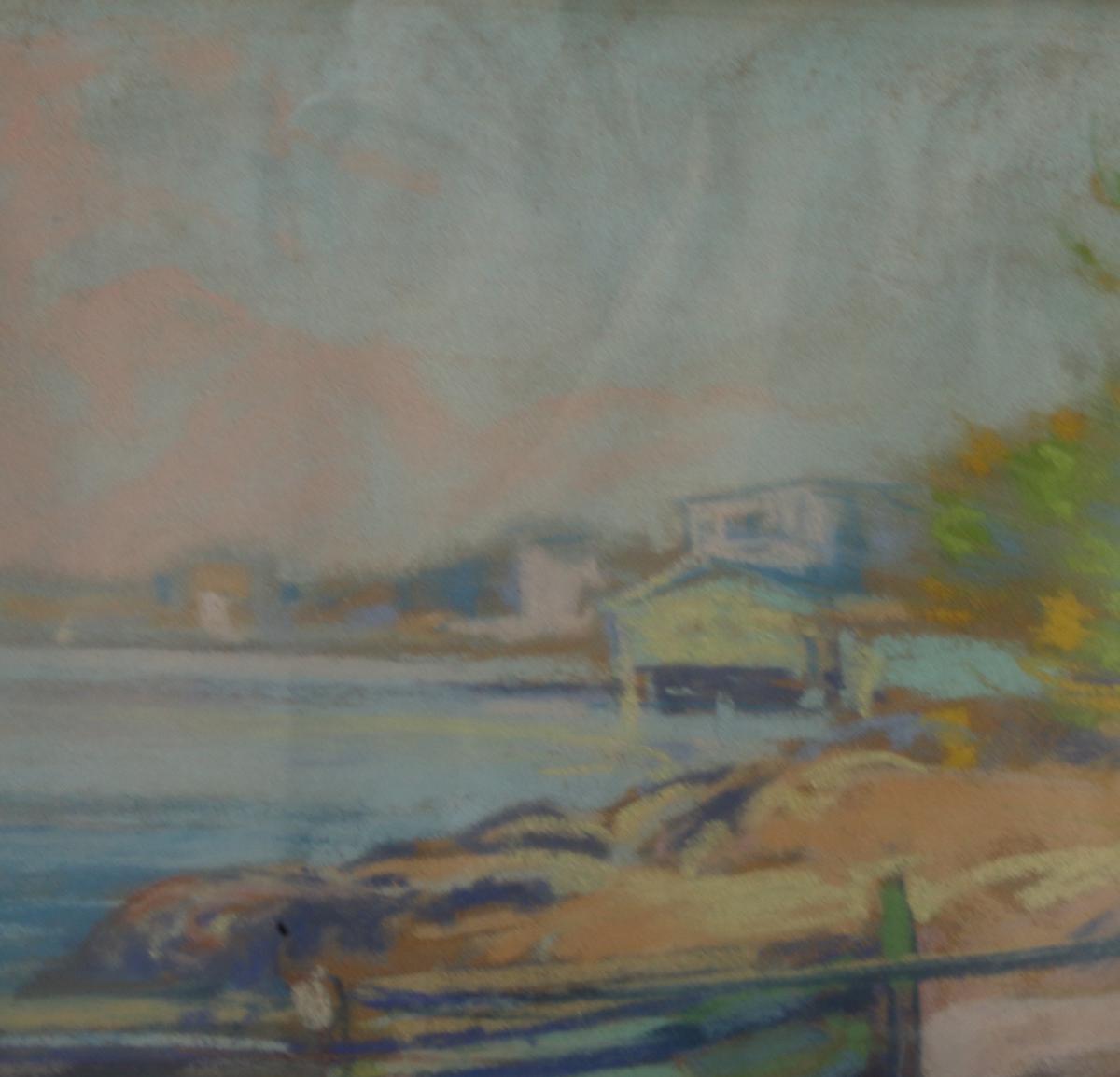 Louis Fortuney, View Of The Port Of Antibes, Pastel, 63 X 45 At Vue, Signed-photo-3