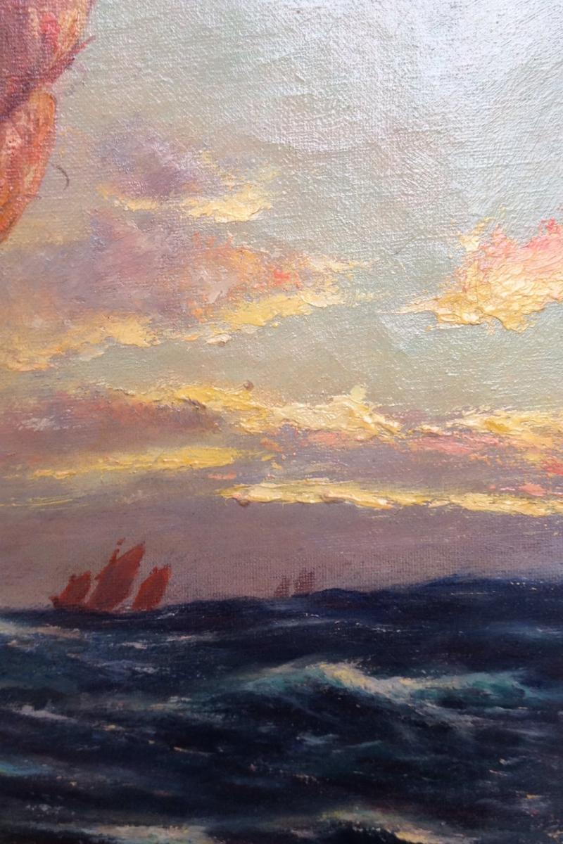 Robert Dumont-duparc, Felucca In Aegean Sea, Oil S / T, Signed-photo-4