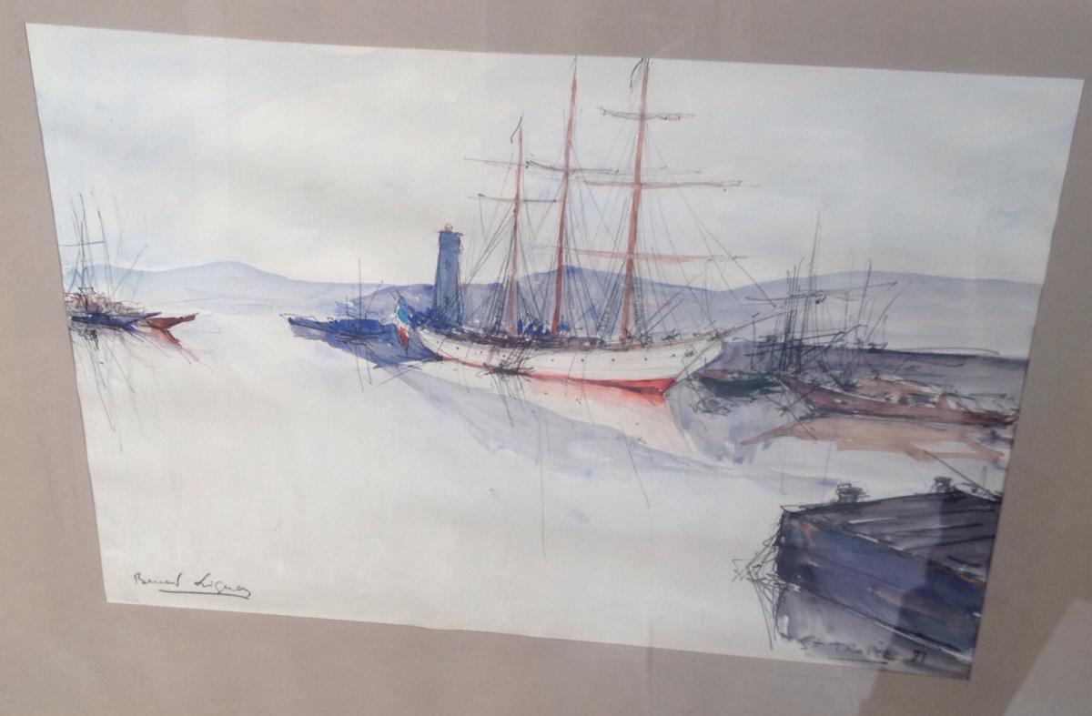 Bernard Lignon, Saint Tropez, Watercolor, 40 X 28 Cm, Signed