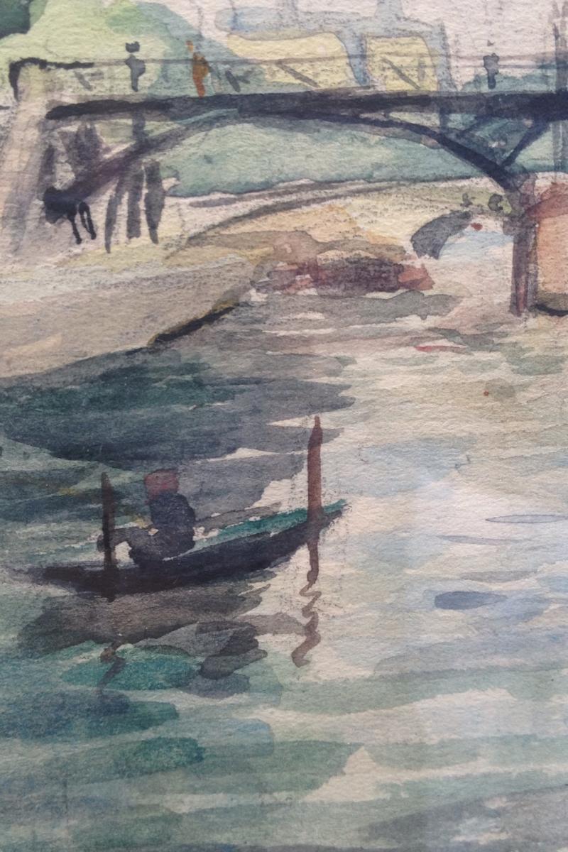 André Malterre, Les Ponts De Seine à Paris, Aquarelle, Signée, 43 X 36 Cm-photo-2