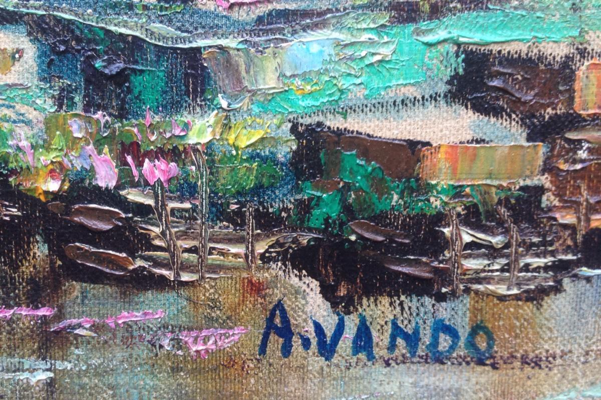 Acerbi Vando, Flower Market In Naples, Oil On Canvas, 39 X 79 Cm-photo-2