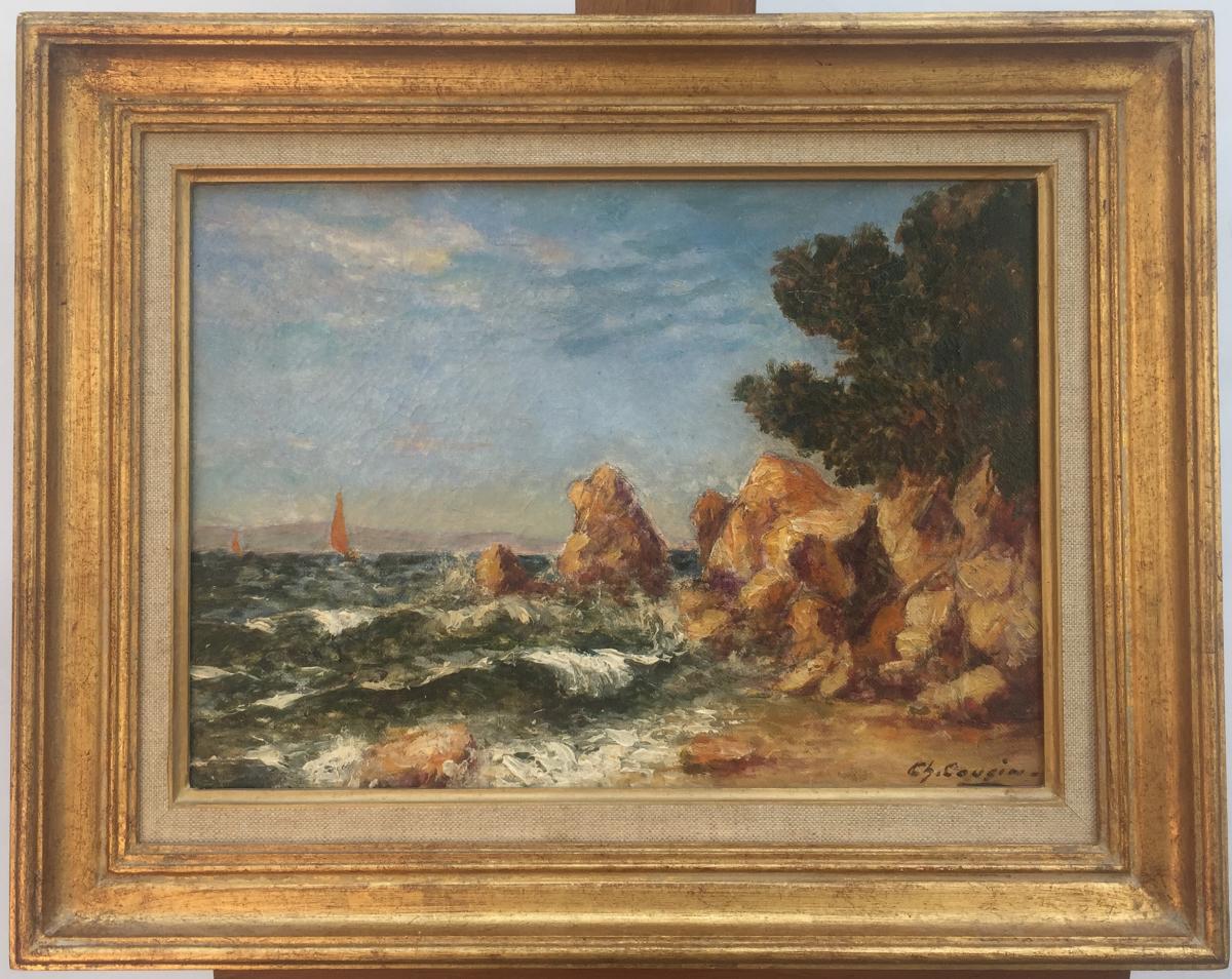 Charles Cousin, Cote Varoise Au Morillon, Oil On Canvas, 35 X 43,5 Cm