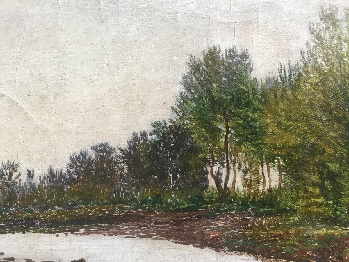 Emile G. Cavallo-peduzzi, Bras De La Marne à Germantés, Vers 1888, Huile Sur Toile, 30 X 46 Cm-photo-3