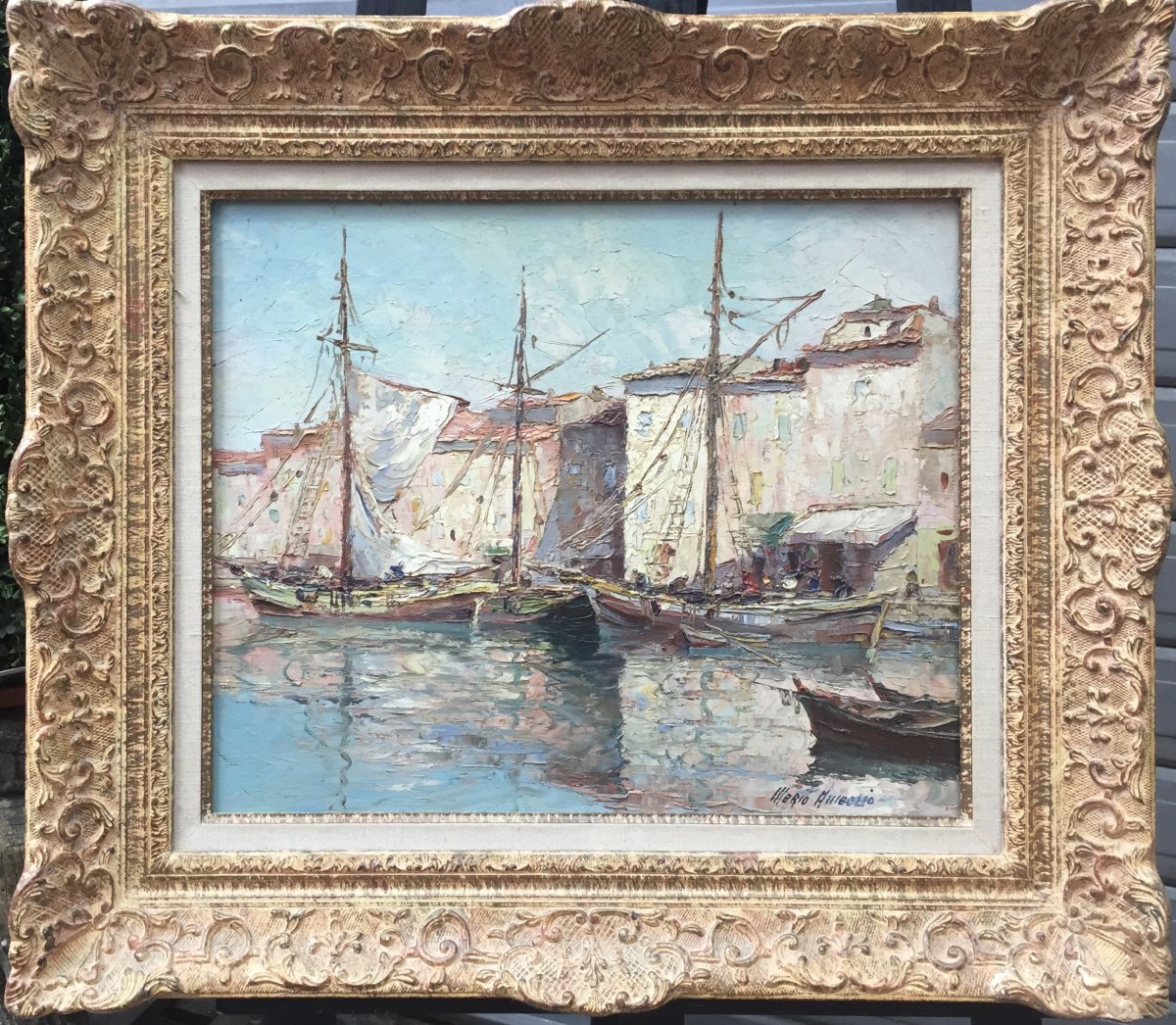 Merio Ameglio, Martigues, Huile Sur Bois, 58 X 70 Cm, signée