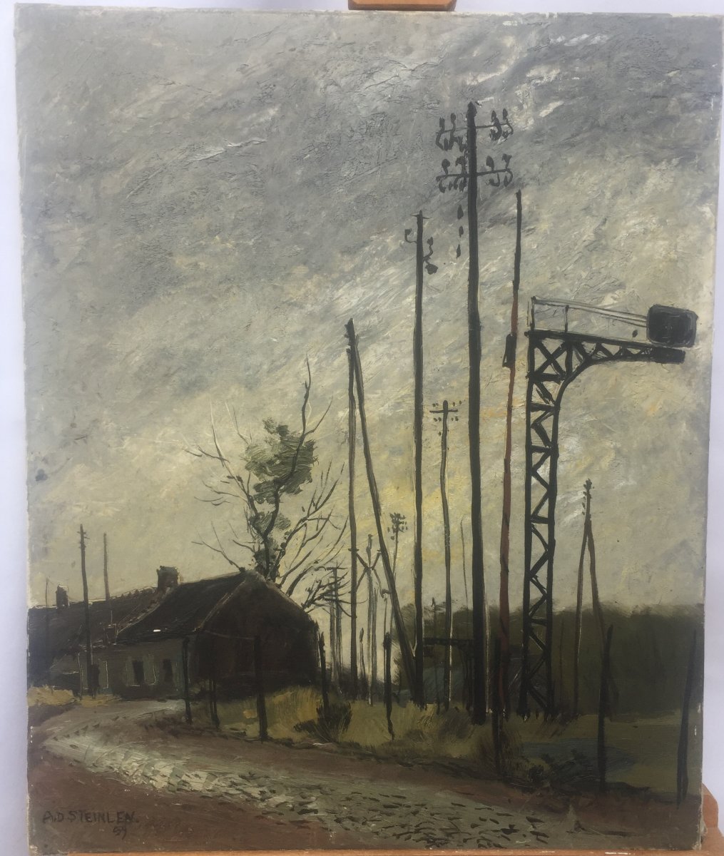 Aimé-daniel Steinlen, Maison Du Garde Barrière In Flanders, C. 1975, Oil On Canvas, 50 X 61 Cm