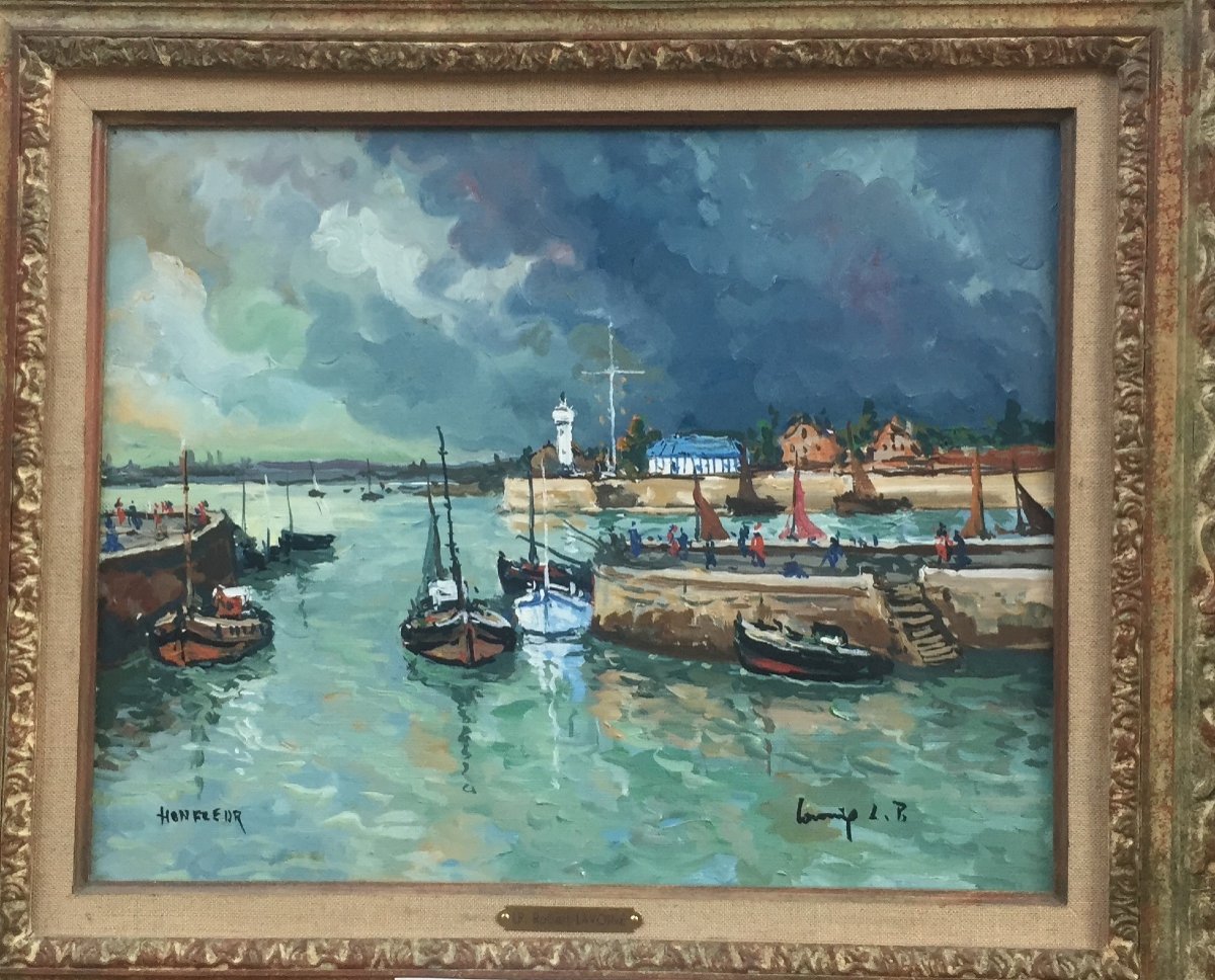 Robert Lp Lavoine, Port d'Honfleur, Oil On Canvas, 51 X 61 Cm