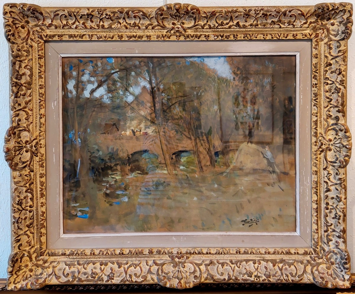 Pierre Eugène MONTEZIN ( 1874-1946 ) Grande gouache paysage.