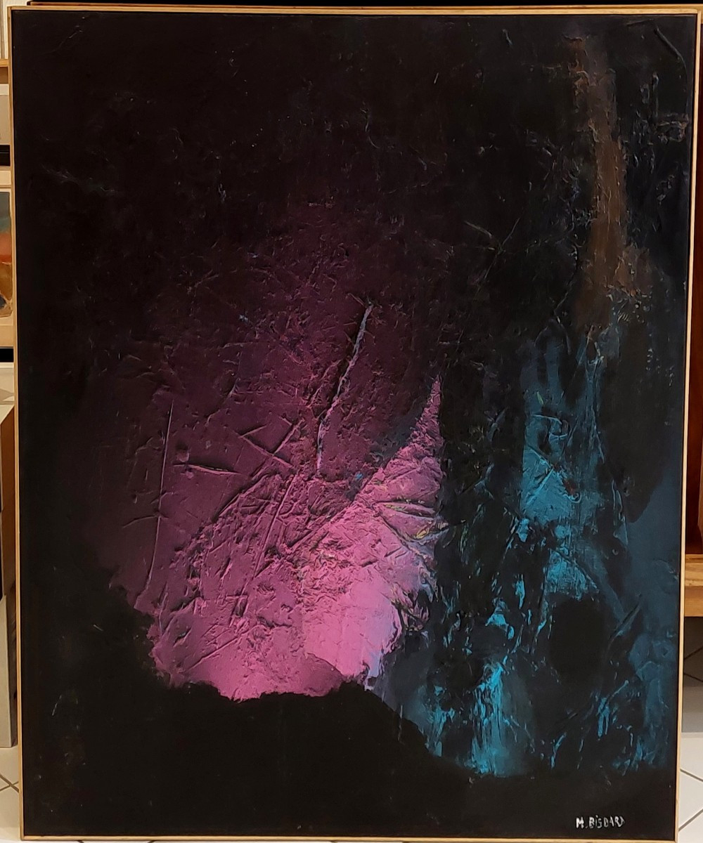 Michel BISBARD ( Né en 1962 ) Huile / toile 92 x 73 cm Abstraction-photo-3