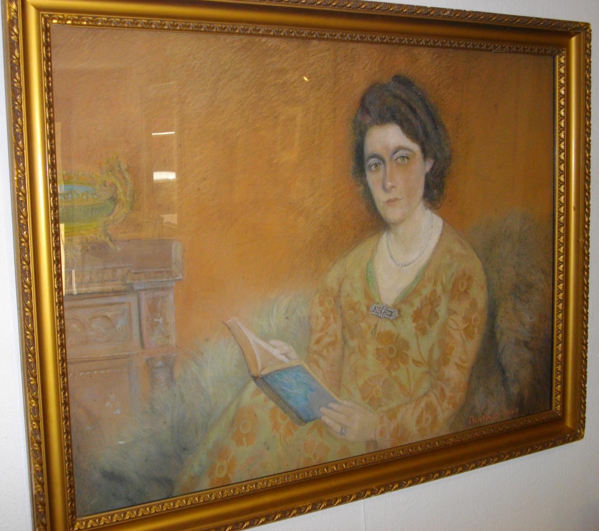 Portrait De Femme 1940 Signé Bertin 