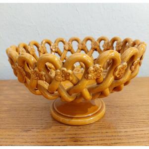 Pichon Uzès Ceramic Woven Basket Circa 1960