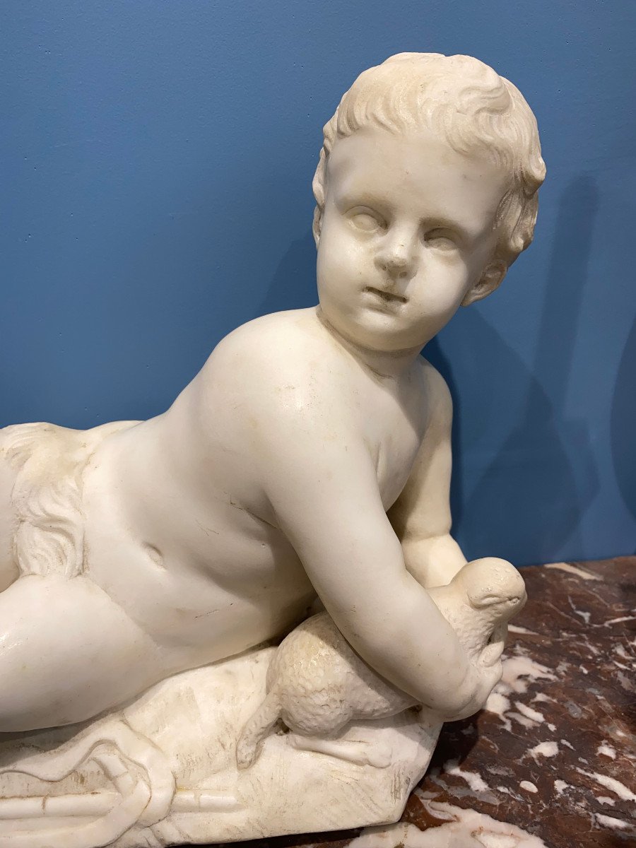 A Marble Sculpture Representing Saint John The Baptist Child And The Ageau-photo-2