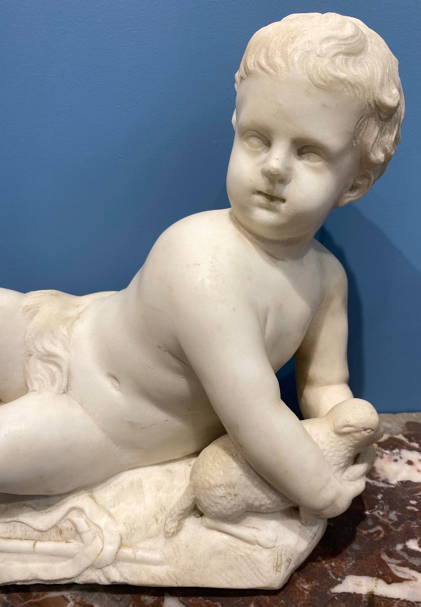 A Marble Sculpture Representing Saint John The Baptist Child And The Ageau-photo-1