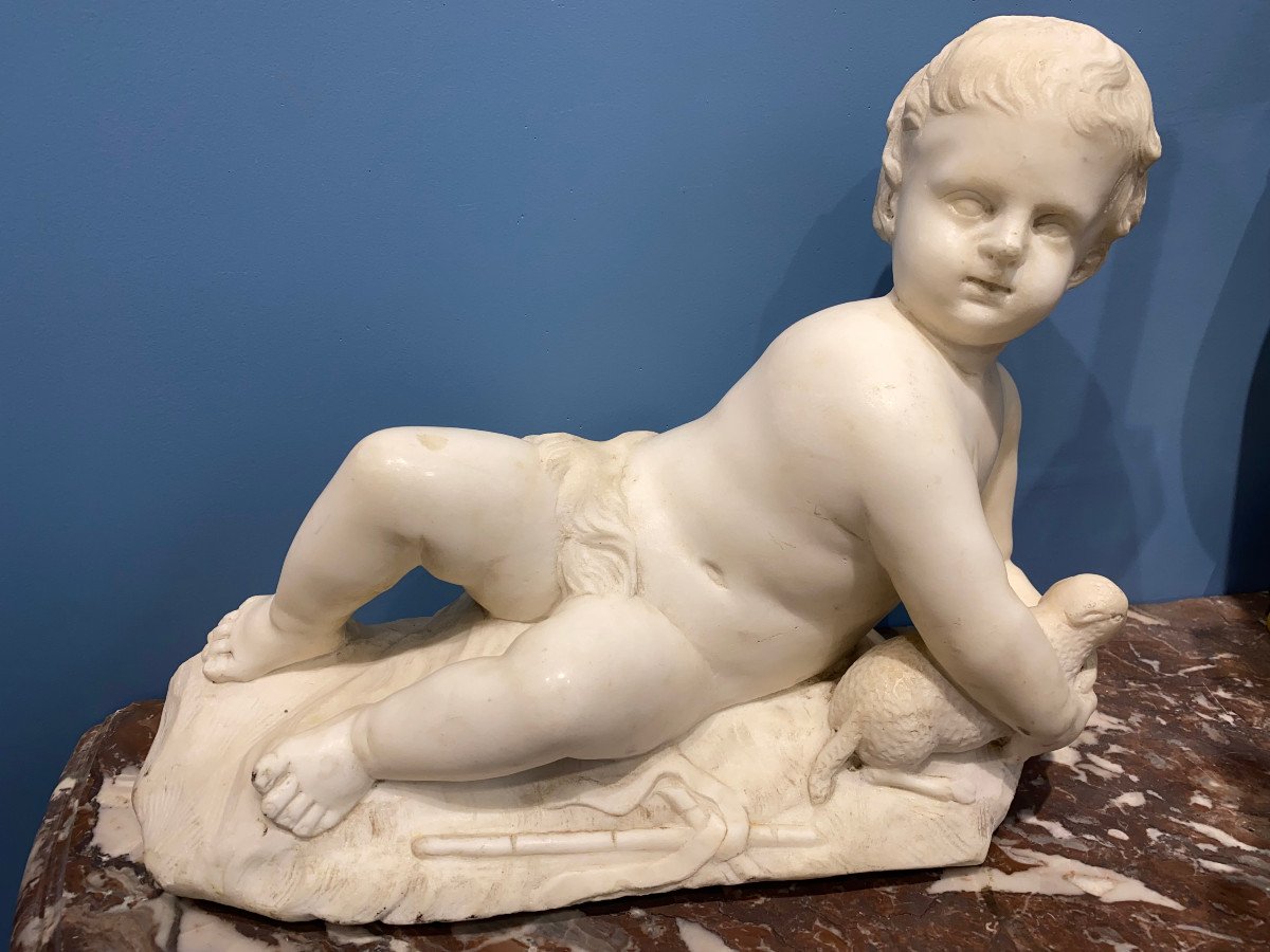 A Marble Sculpture Representing Saint John The Baptist Child And The Ageau