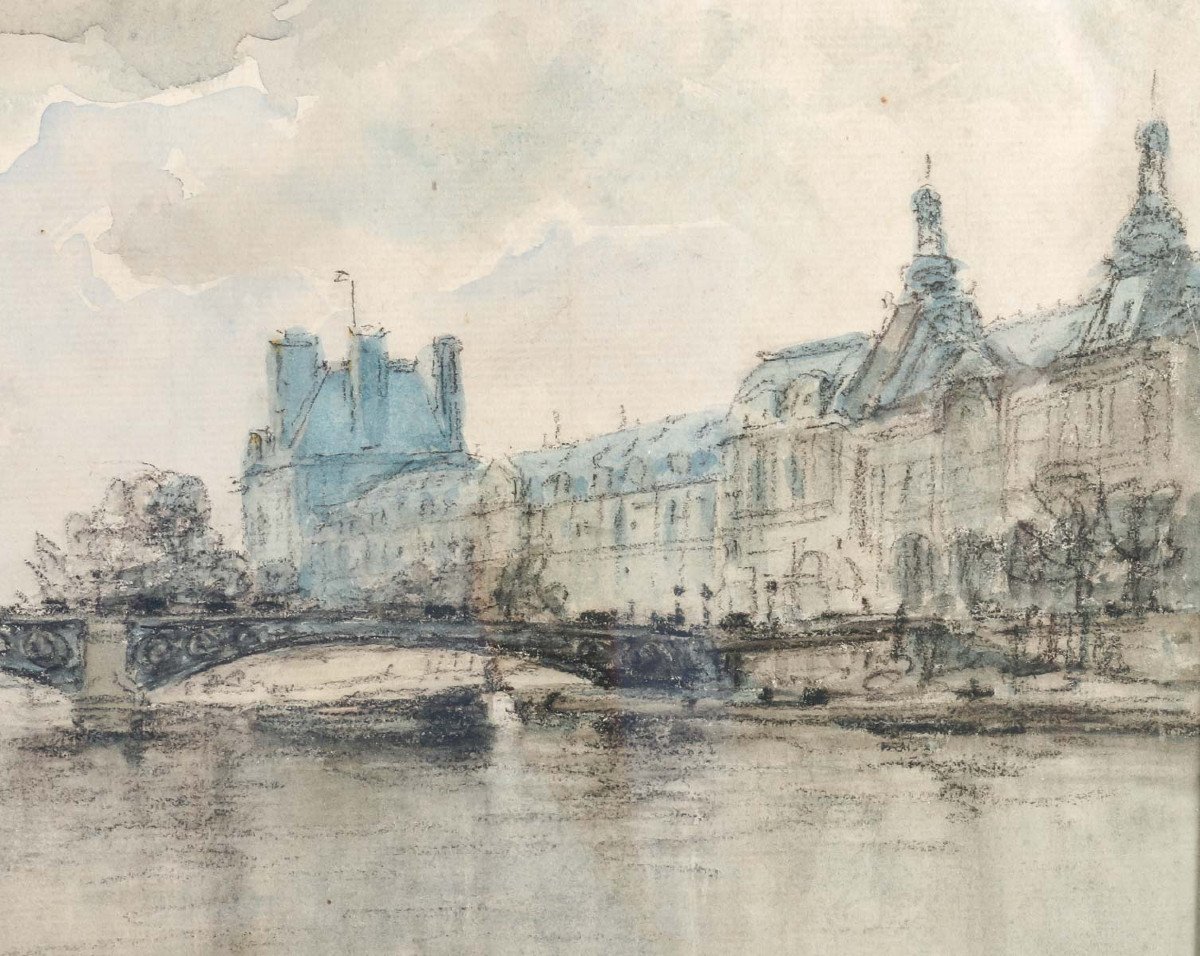 A Watercolor View Of Paris The Quays Of The Seine Signed Frank-boggs-photo-1