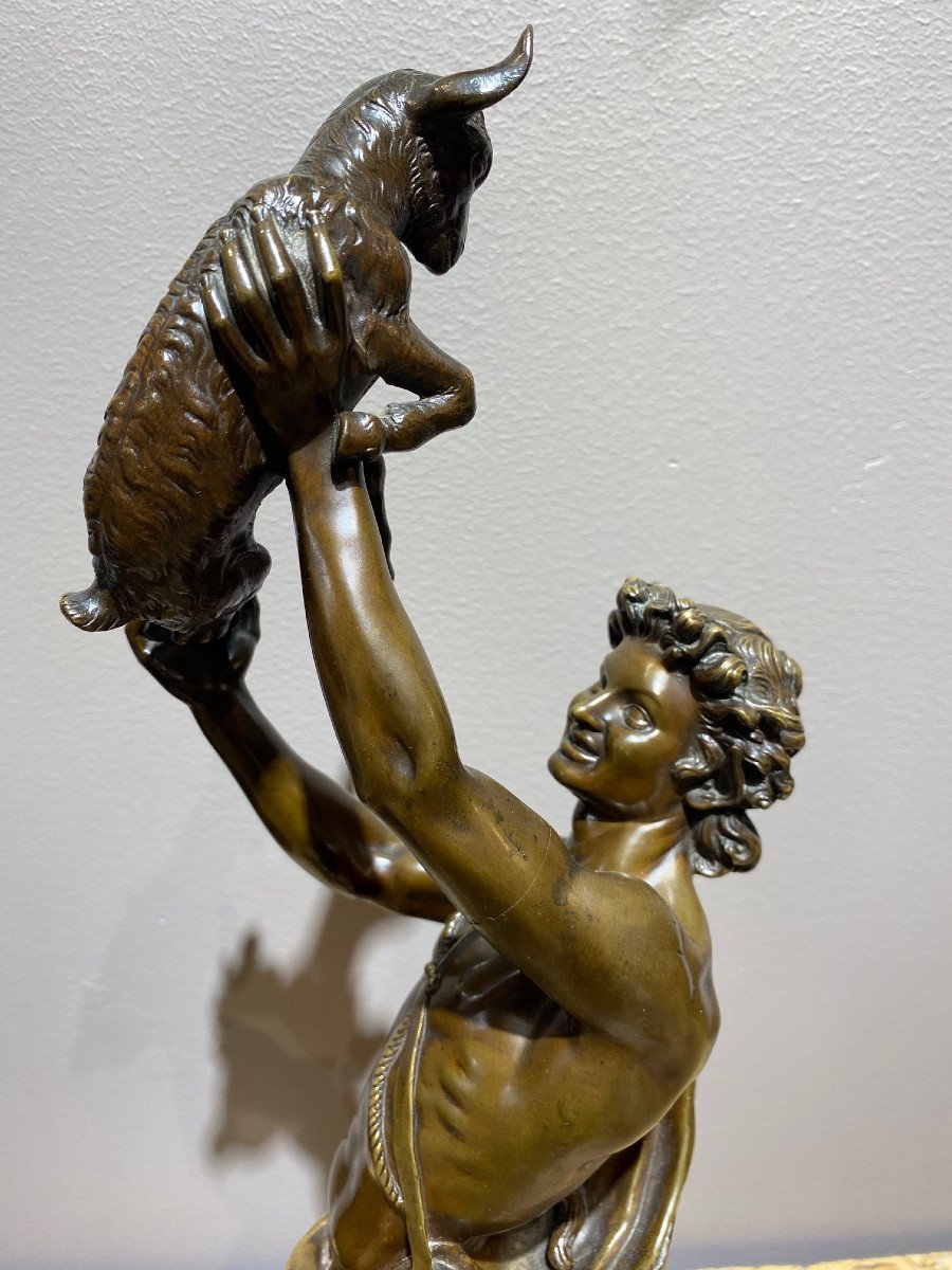 l'éphèbe Et Le Chevreau Bronze  53cm Signé Gumery Rome -photo-1