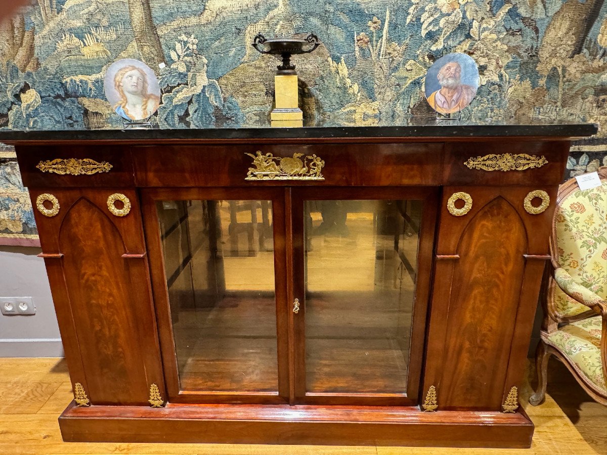 A Large Empire Display Cabinet At Support Height On Plinths