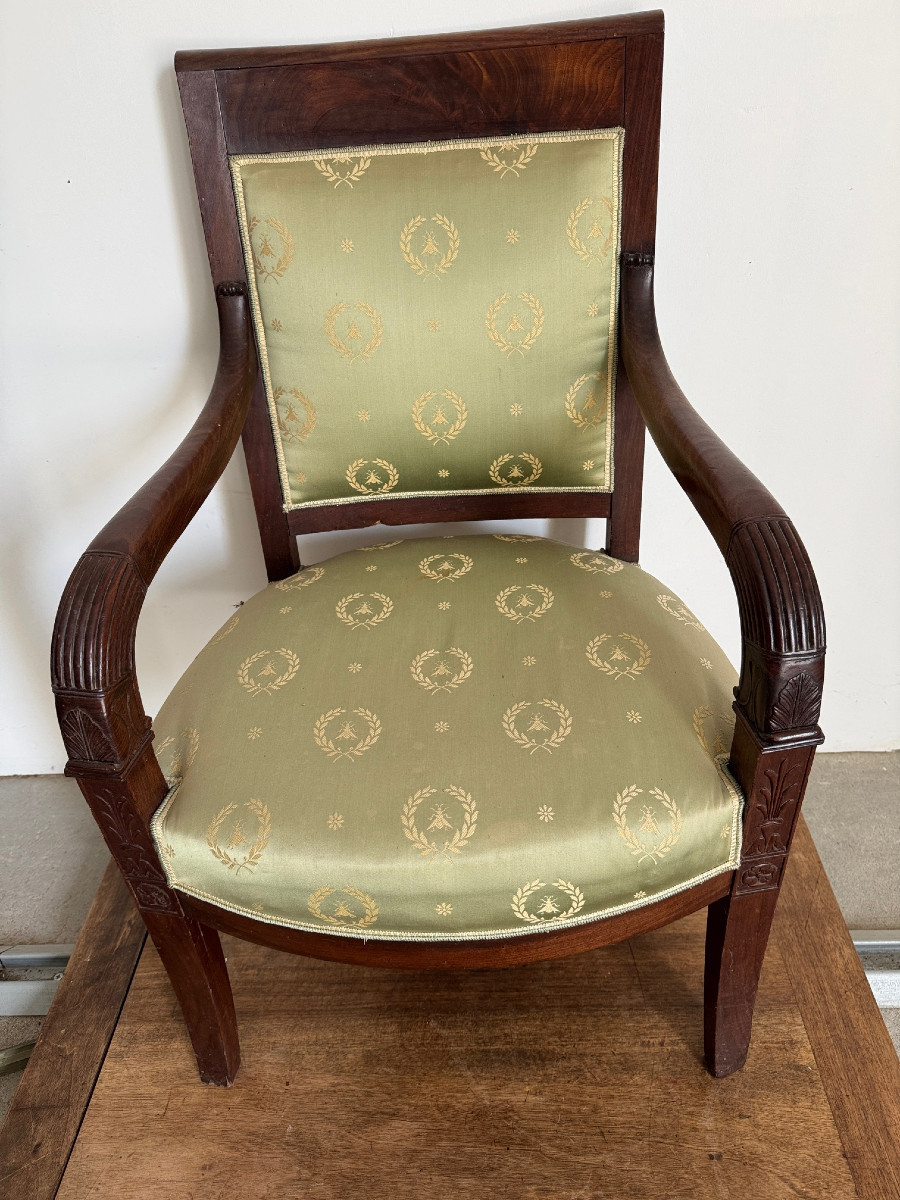 un ensemble :un  canapé ,une bergere , un fauteuil d'epoque empire-photo-3