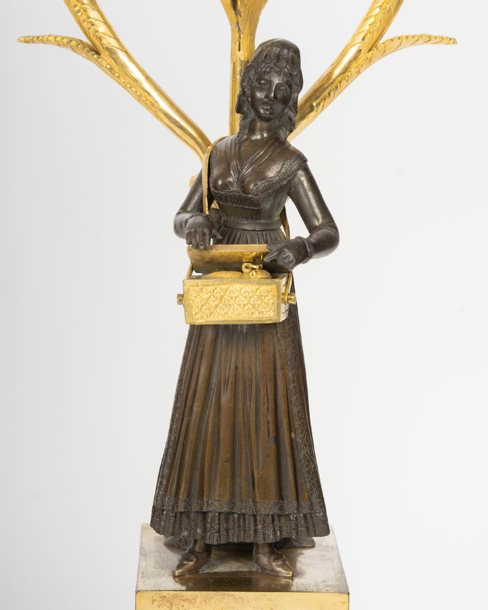 une paire de candelabres d'epoque empire aux musiciennes -photo-3