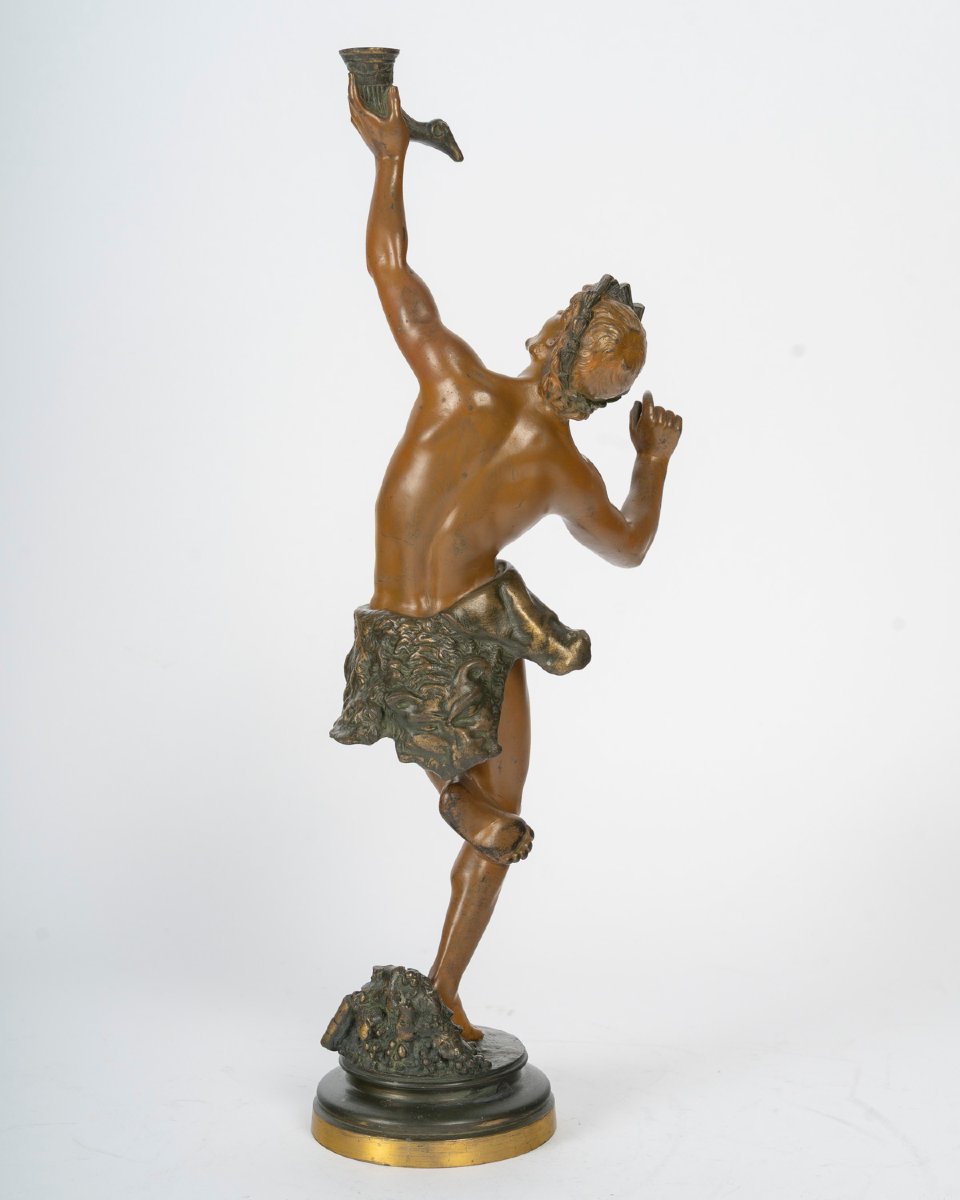 faune dansant bronze signé Ernest Damé 19 eme  39cm-photo-1