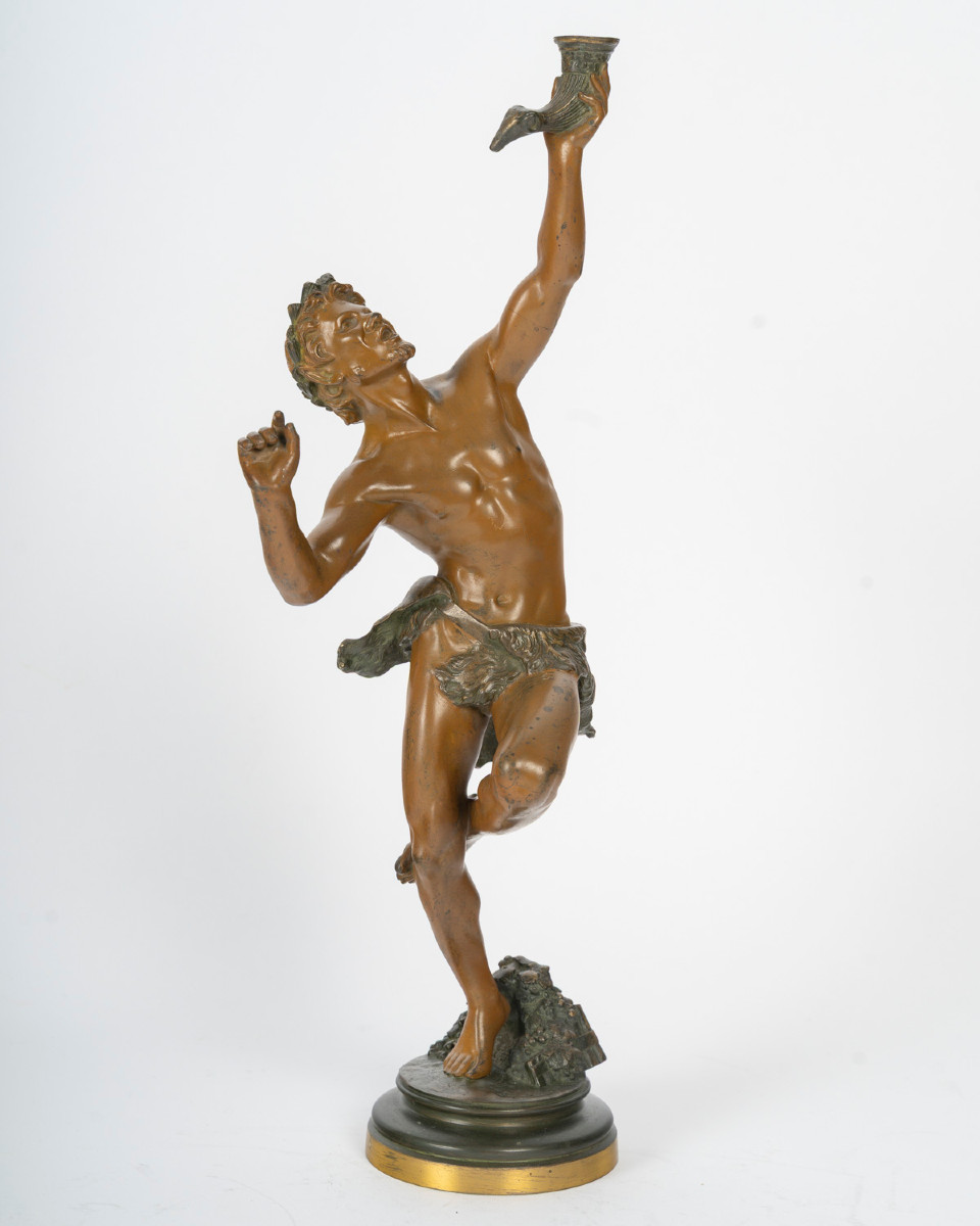 faune dansant bronze signé Ernest Damé 19 eme  39cm