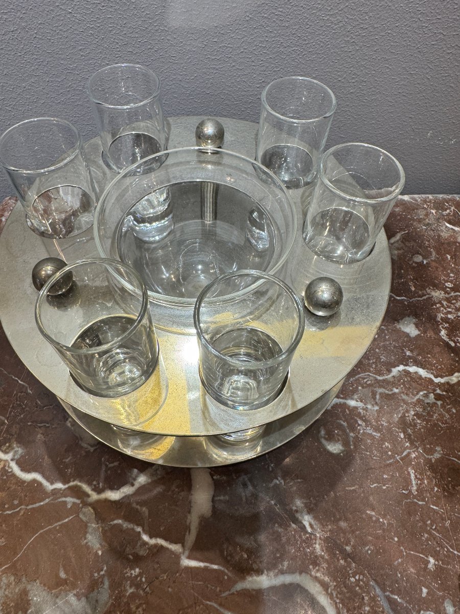 un service a caviar verre et metal argenté-photo-2