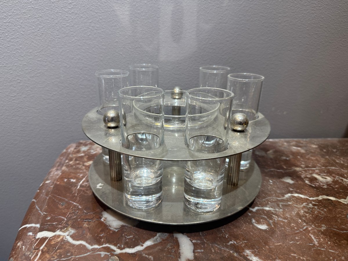 un service a caviar verre et metal argenté