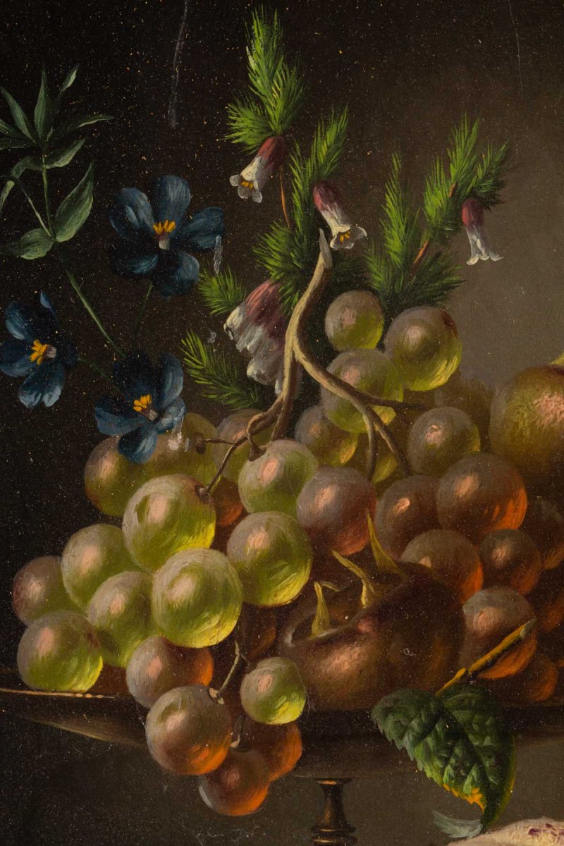 Nature Morte Aux Fruits signée et datée Johannes Reekers II 1856-photo-3