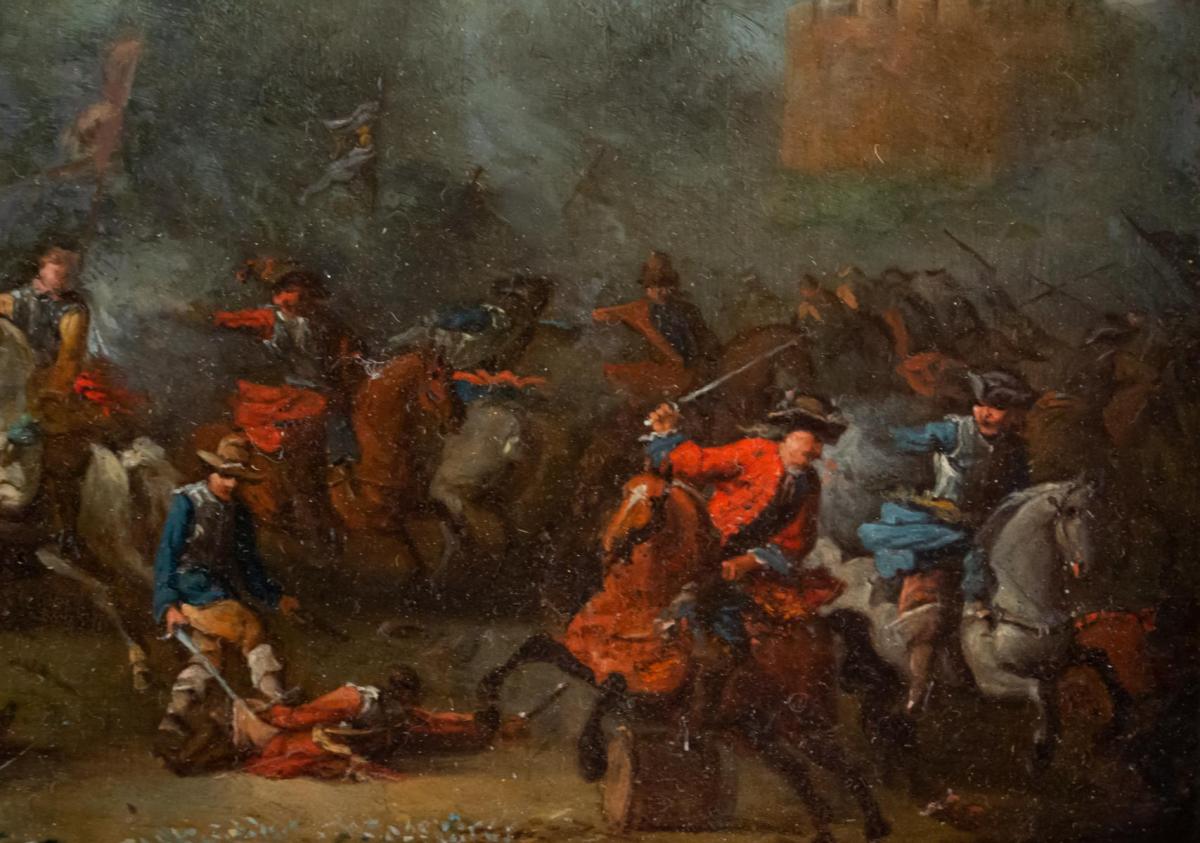 Cavalry Shock Attributed To Philips Wouwerman (1619-1668)-photo-1