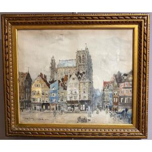 A Watercolor On Pencil Line Signed Frank Boggs Dated Abbeville 1912