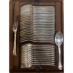 Puiforcat Silver Cutlery Model "mazzarin" 151 Pieces