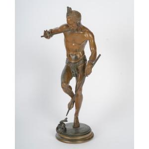 le charmeur de serpent bronze signé Arthur Bourgeois 34cm