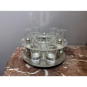 A Caviar Serving Set Made Of Glass And Silver-plated Metal