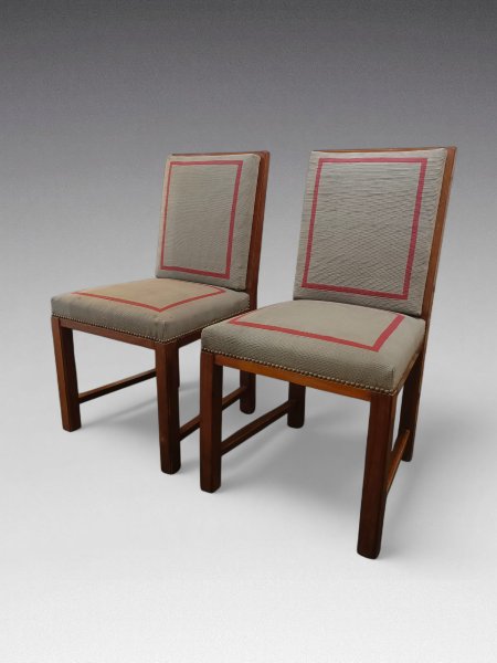 Jacques Adnet - Paire chaises néo-classique (1950)-photo-2