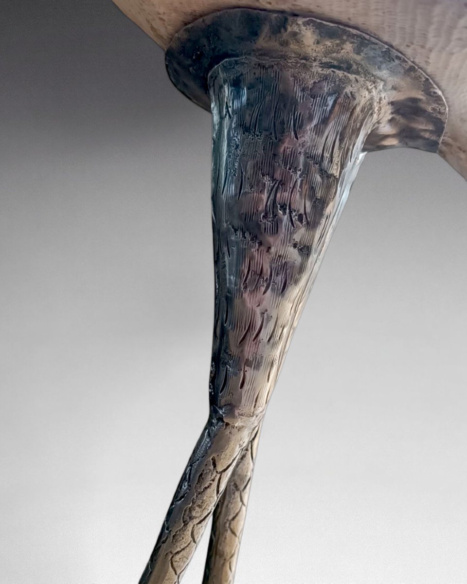 Gabriella Binazzi - Large Cornuta Shell Mounted On A Silver-plated Metal Heron-photo-3