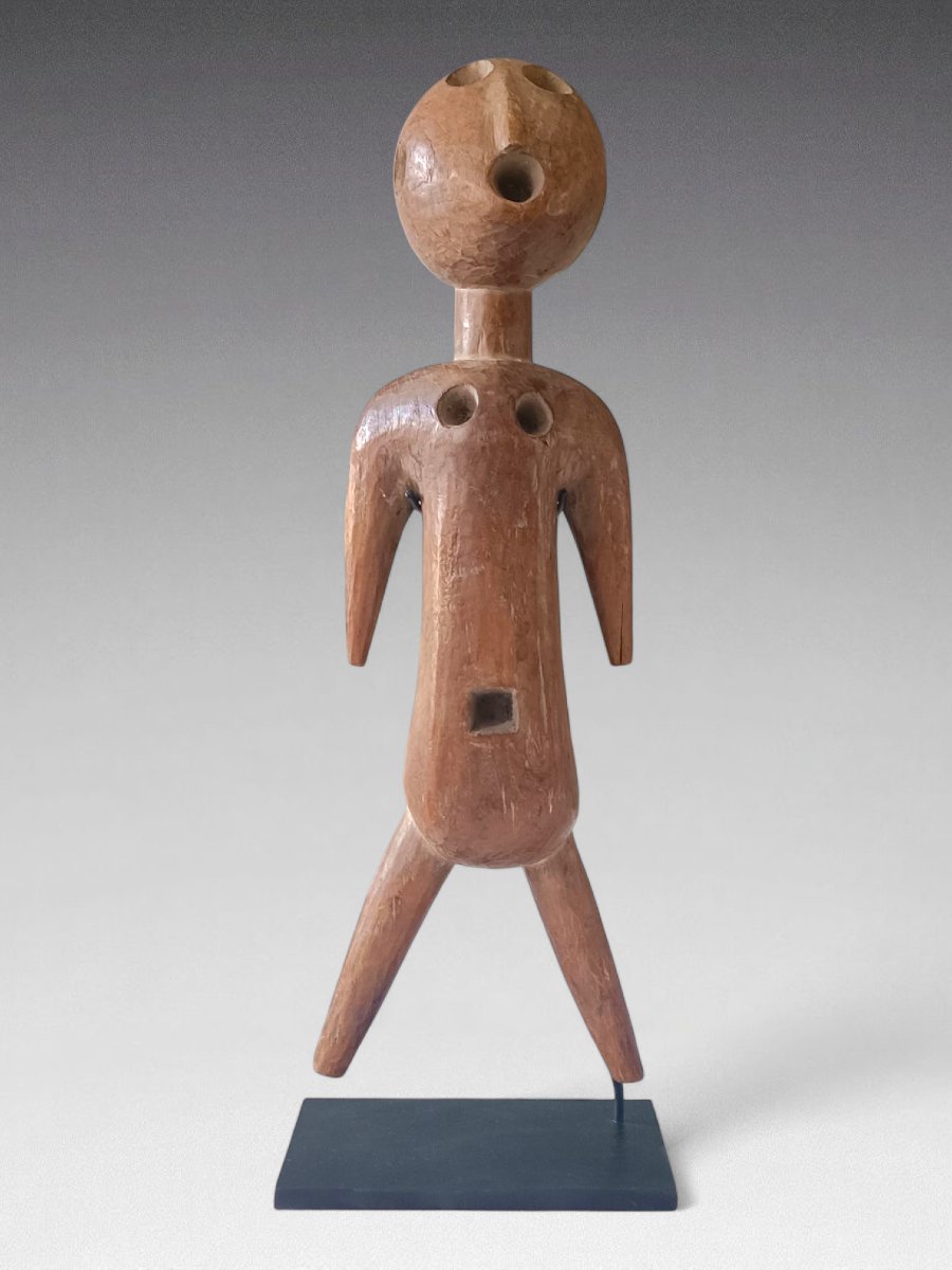 Sculpture africaine en bois sur socle (vers 1950)-photo-2