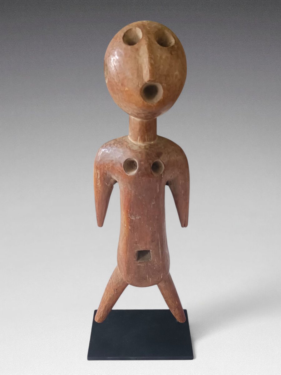 Sculpture africaine en bois sur socle (vers 1950)-photo-3