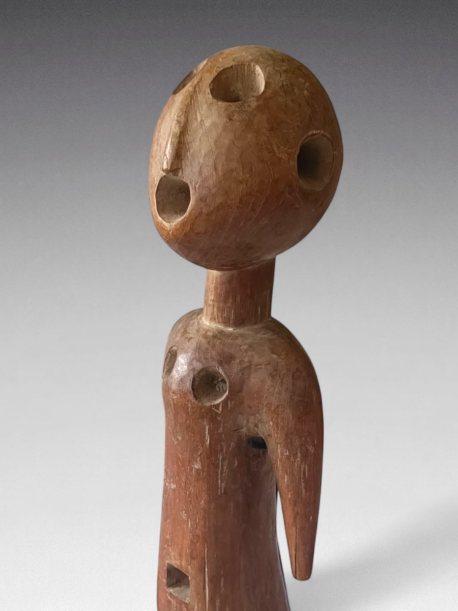 Sculpture africaine en bois sur socle (vers 1950)-photo-4