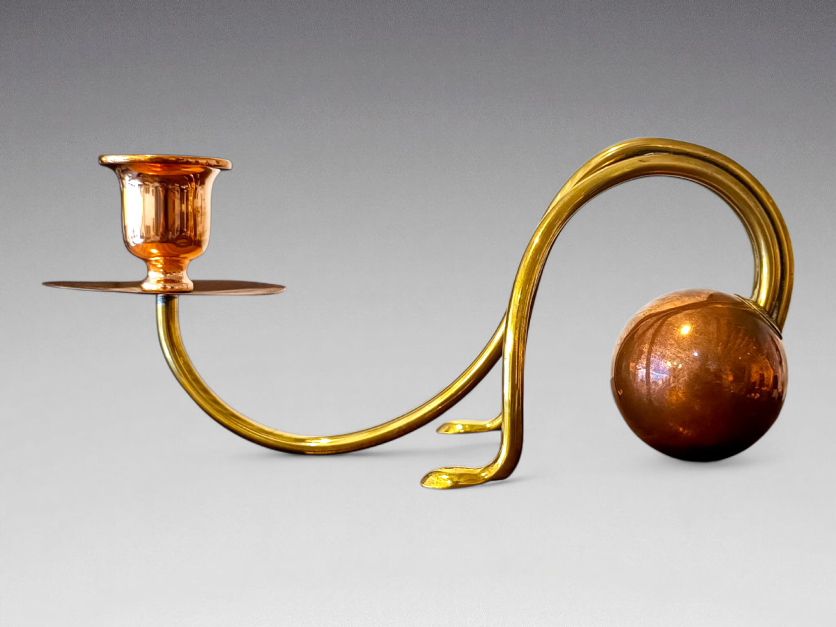 Carl Deffner. Copper And Brass Candlestick. Germany (1900)