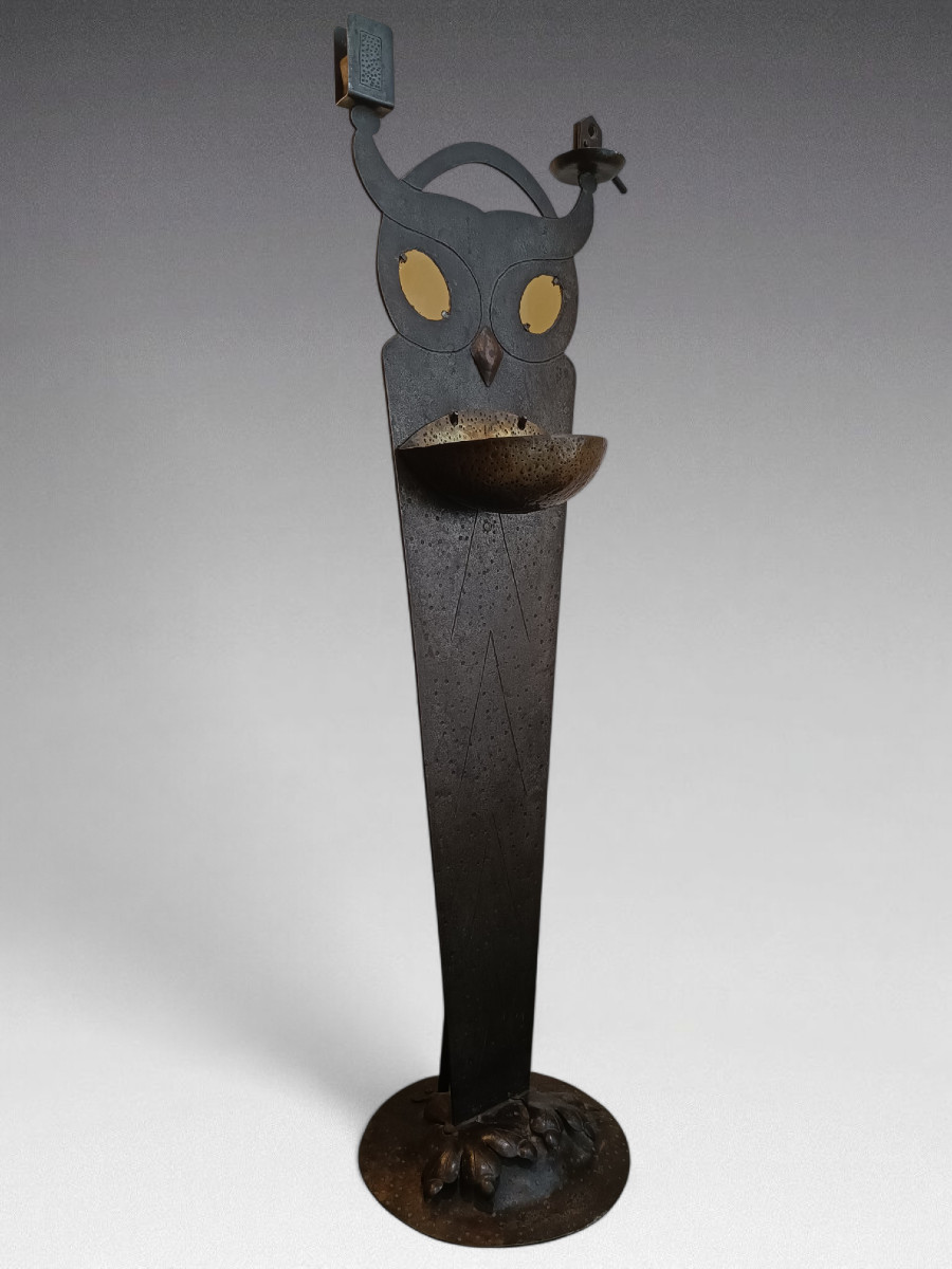 Hugo BERGER (dit GOBERG). Hibou; bougeoir et objet de fumeur multifonctions. Allemagne (1910)