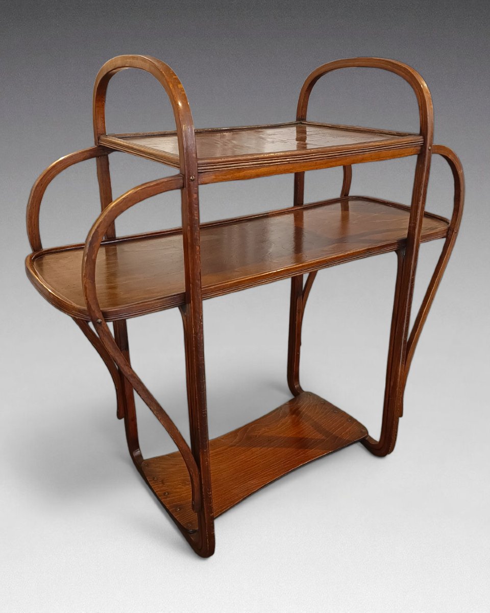 Table à thé en bois courbé et merisier (vers 1900)-photo-2